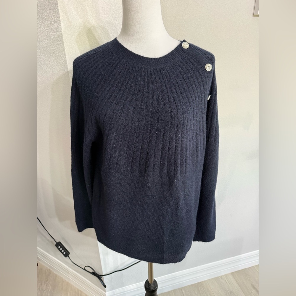Talbots Navy Sweater with Button Accents